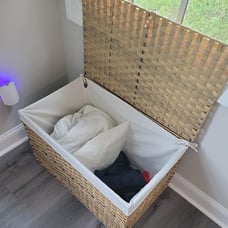 Storage Basket with Lid, Handwoven Blanket Storage Basket with Cotton Liner