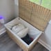 Storage Basket with Lid, Handwoven Blanket Storage Basket with Cotton Liner