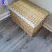 Storage Basket with Lid, Handwoven Blanket Storage Basket with Cotton Liner
