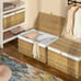 Storage Basket with Lid, Handwoven Blanket Storage Basket with Cotton Liner