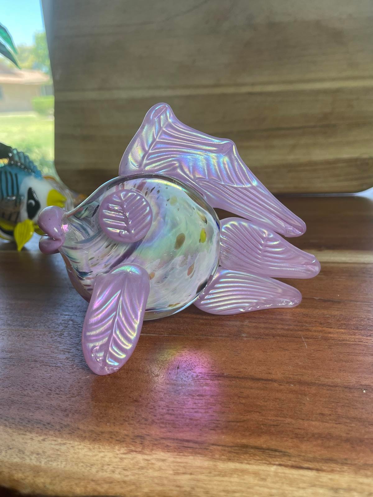 Murano Like Glass Lavender Koi Fish