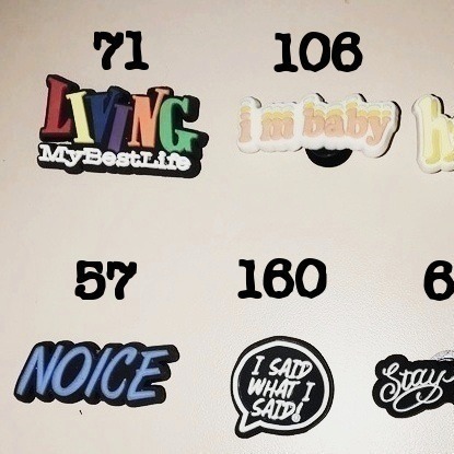 Words shoe charms wholesale lot of 80