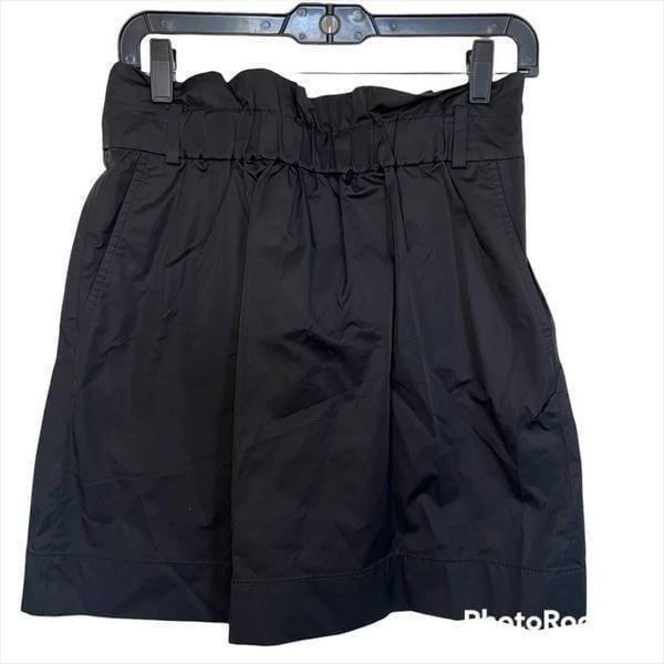 Banana Republic Black Stretch Cinched Waist Cotton Paper Bag A-line Skirt