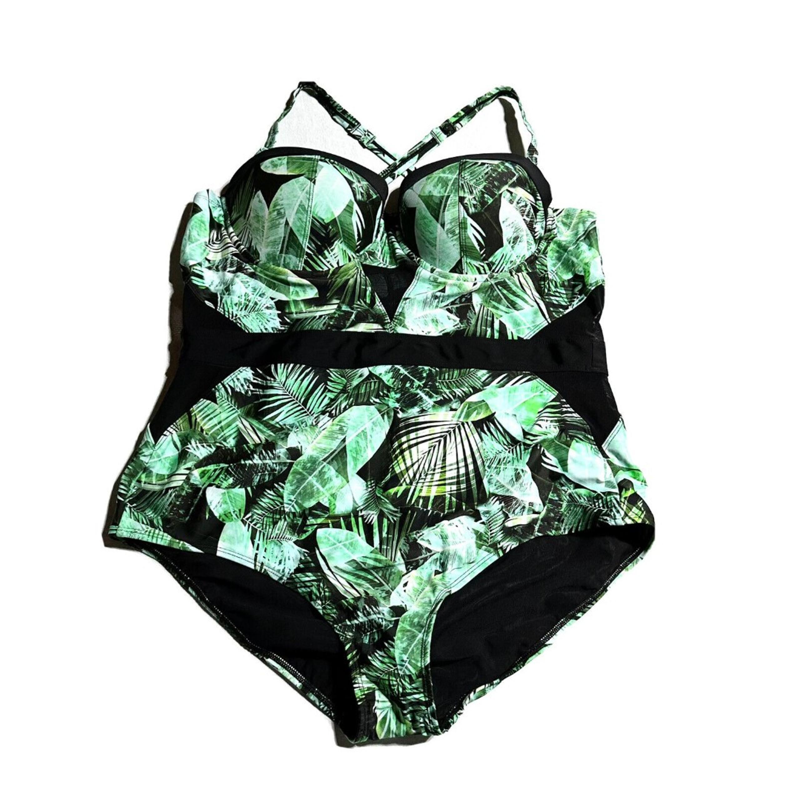 Torrid Vixen Womens Size 3 3X 22 24 One Piece Swimsuit Green Palm Cutout NWT