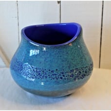 Handmade Shoal Pottery? Vase 5.75 Blue Very Unique