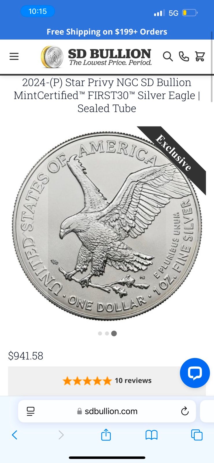 2025 American Silver Eagle 1 W mint Uncirculated , 1 Oz Fine Silver