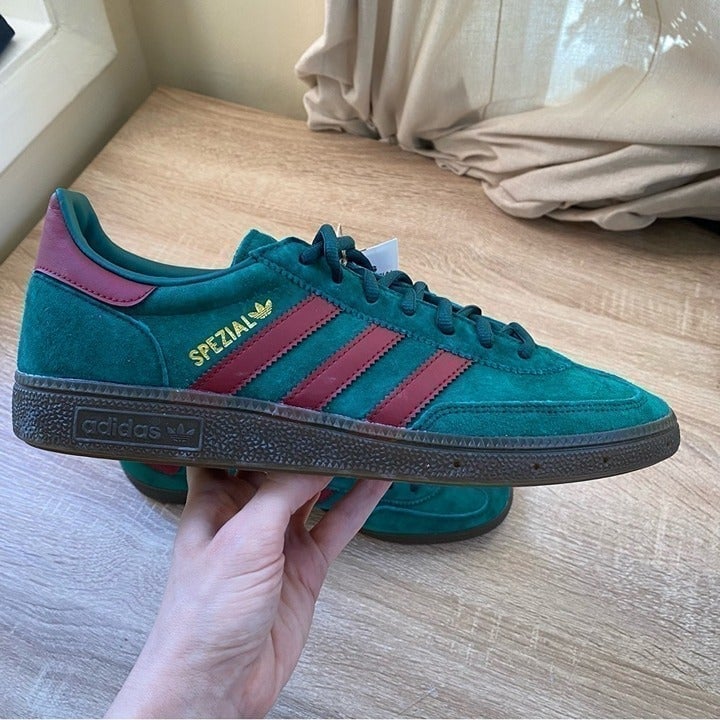 New Adidas Originals Handball Spezial Trainers Sneakers Shoes Green Burgundy