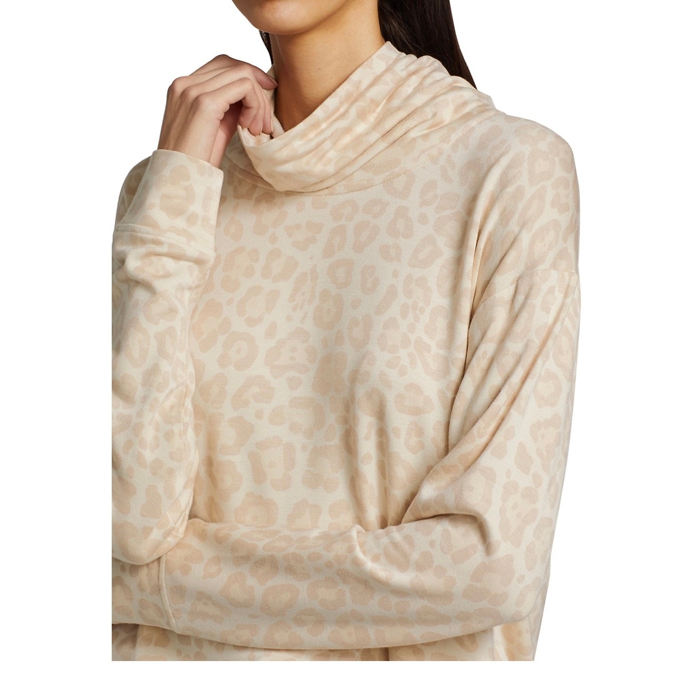 Splendid Leopard Cowl-Neck Sweater Sz S