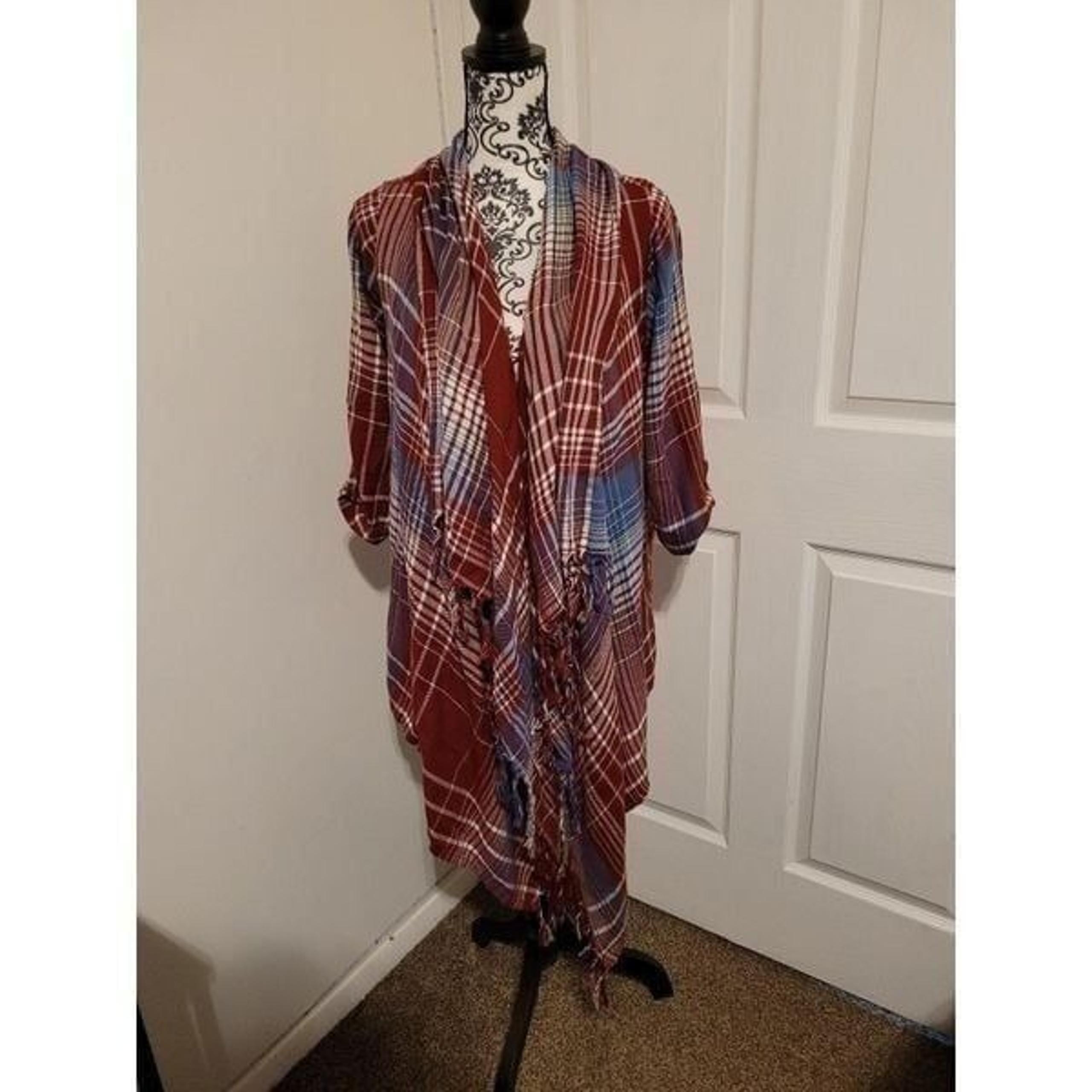 Natural Reflections plaid cardigan cover up