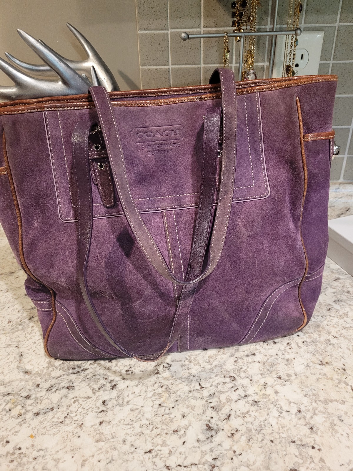 COACH Suede purple purse