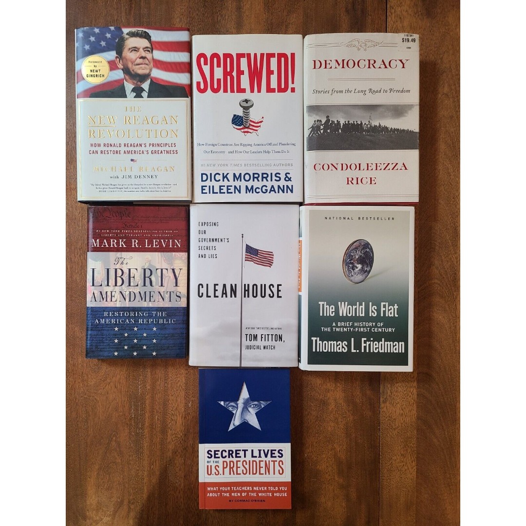 Lot 7 Conservative Republican HC Books New Reagan SIGNED Levin Condoleezza Rice