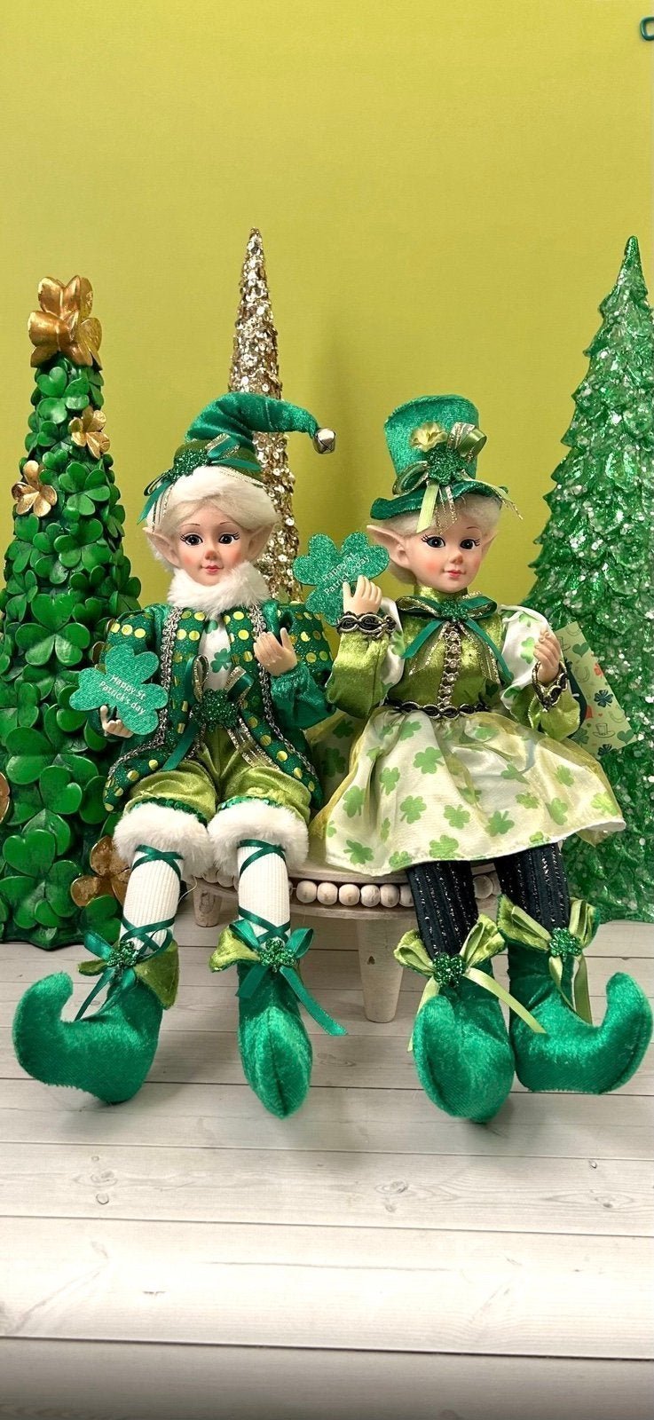 Lucky Lane St Patrick’s Day Elf Doll Shelf Sitter New Set of 2