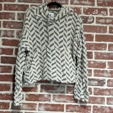 Koral Active Friley Geometric Textured Herringbone Bungeecord Waist Hoodie XS b2