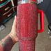 Insulated Tumbler red bling sparkle cup 40 oz tumbler
