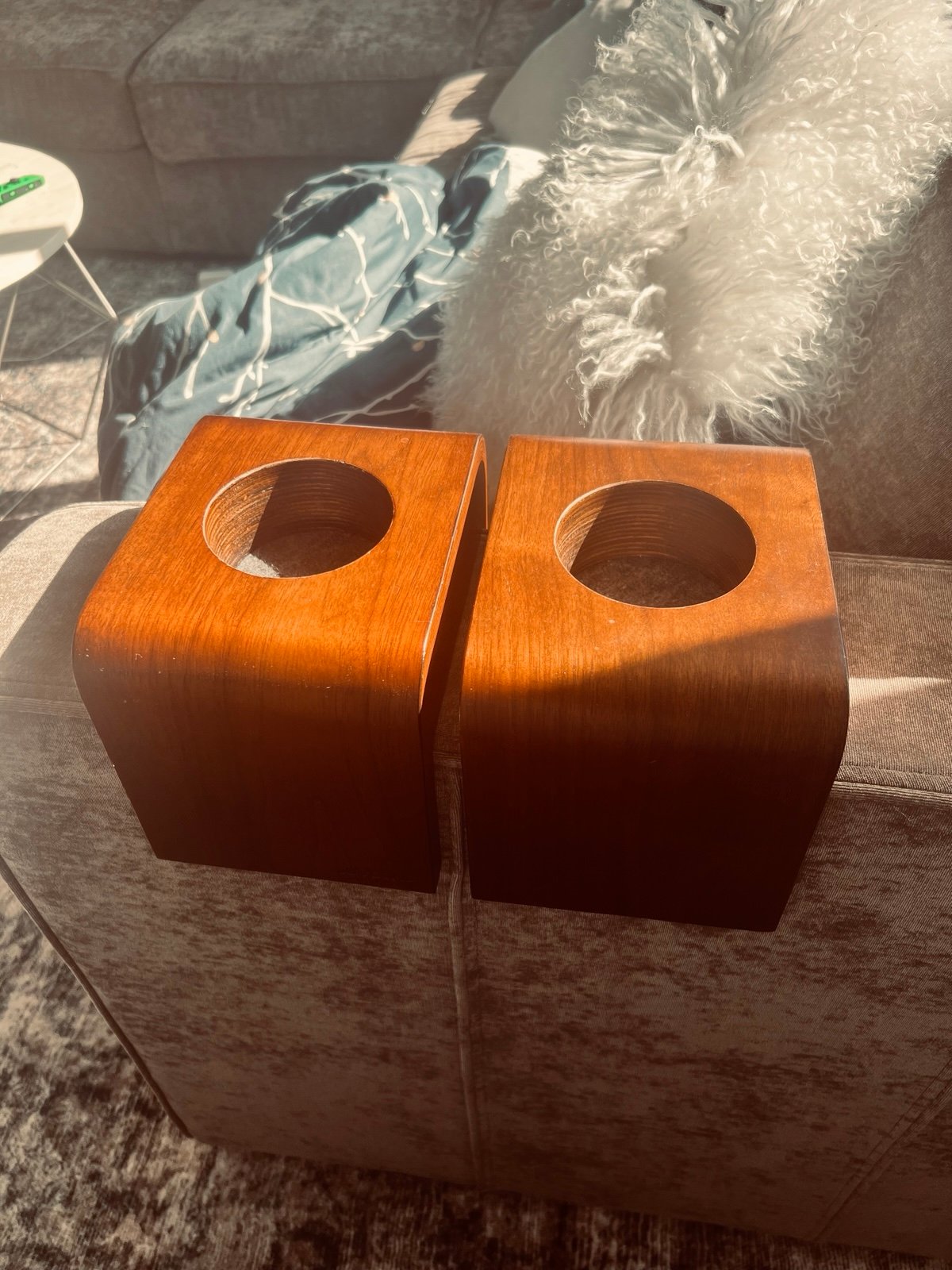 2 lovesac cup holder - dark walnut