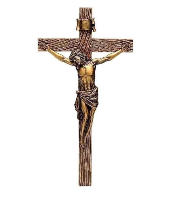 Large 13.25 Antique Gold Wall Crucifix Cross Jesus Christ Crucified Gift, NEW!