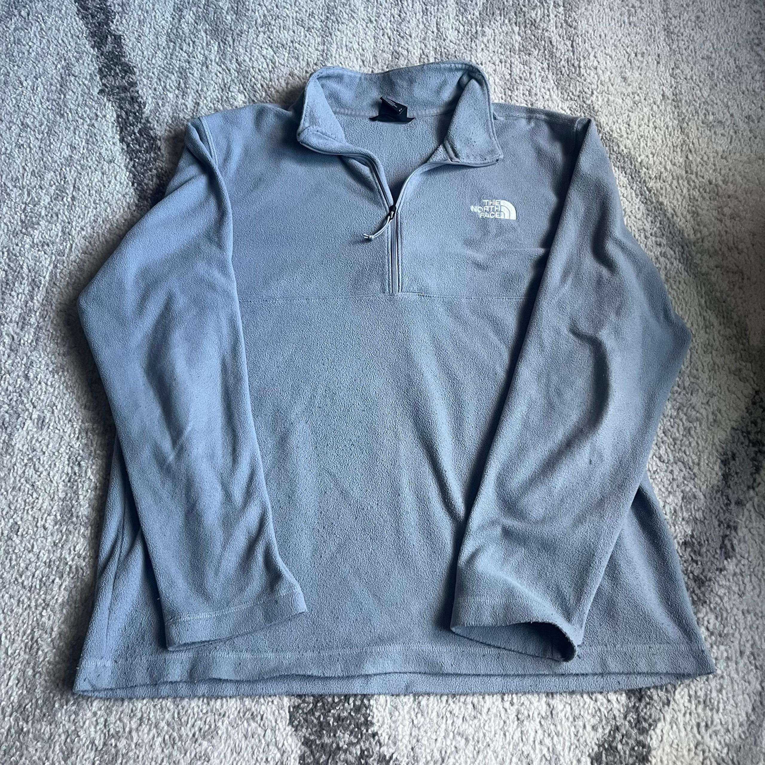 The North Face Fleece Quarter Zip Pullover Fleece Sweatshirt Grey Mens Size L