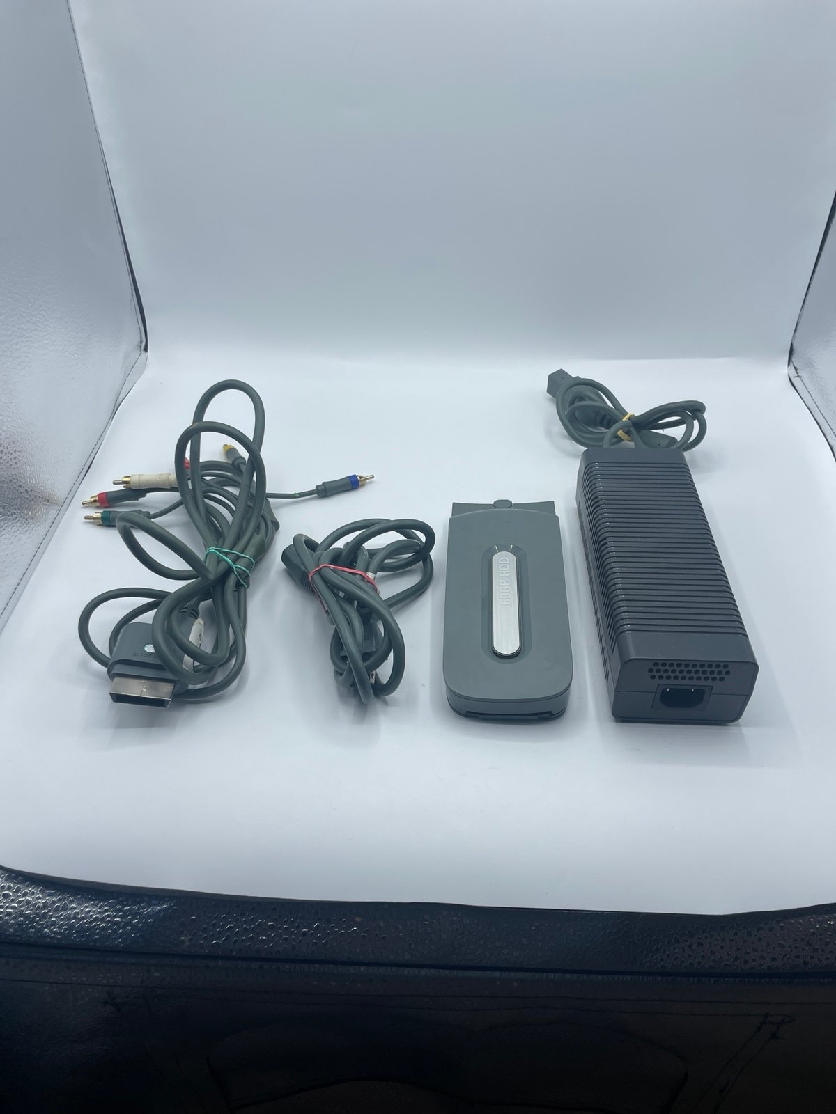 Xbox 360 Hookup bundle Power Supply 60 GB Hard Drive Component Cable Works
