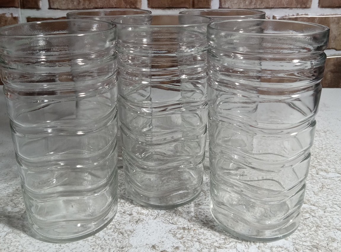 Embossed A-21 Embossed Ripple Effect Jelly Jar Style Tumblers Set Of 5