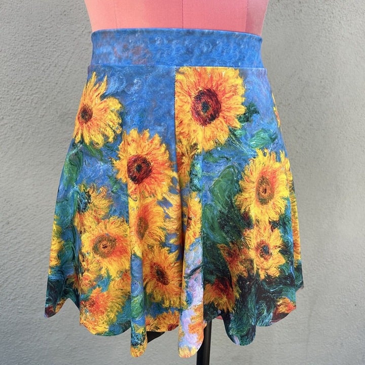 Blackmilk Sunflower Shorties Shorts Blue Yellow Monet 1881 Flowers Casual S