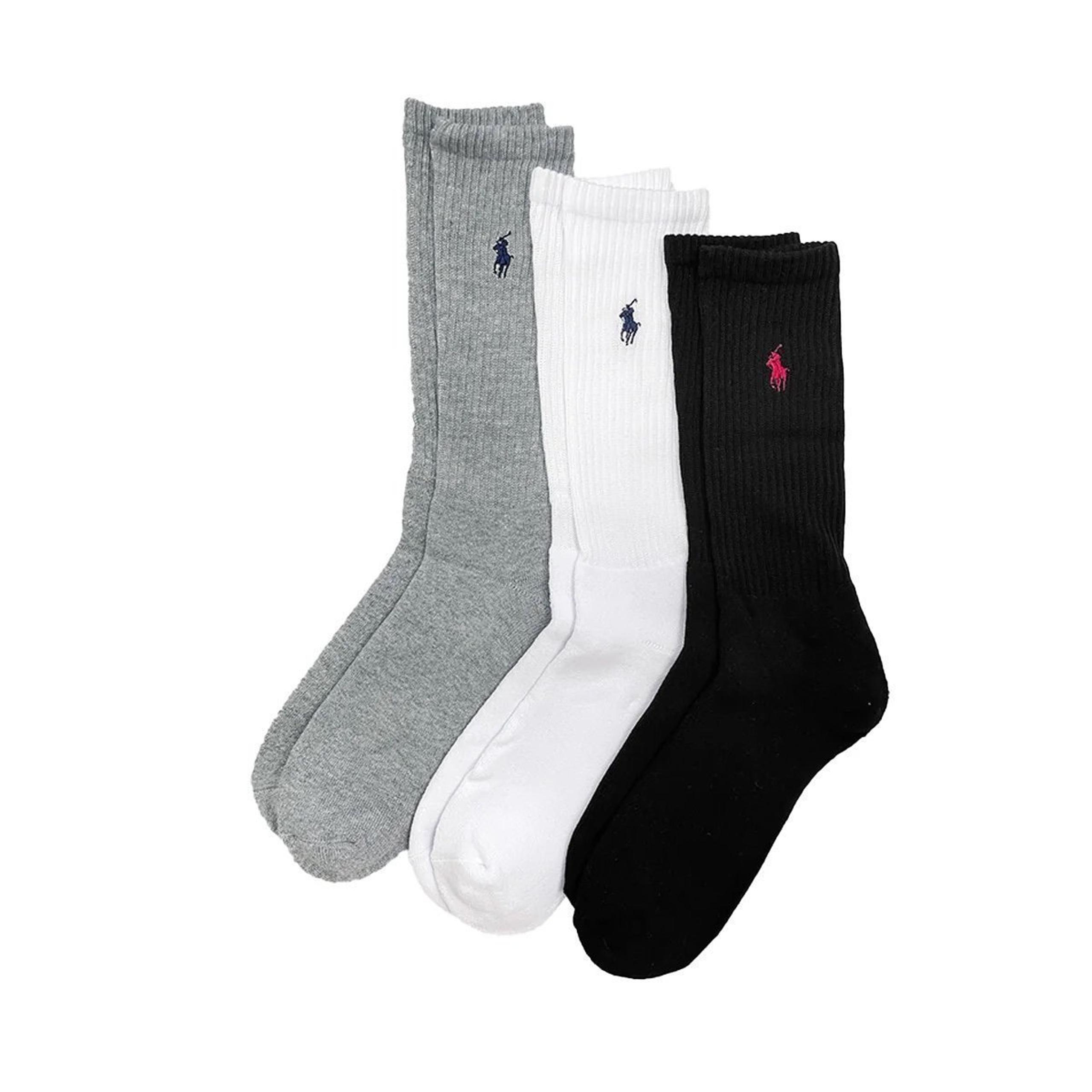 NEW 3 PAIRS Polo ralph lauren Men’s cotton sport crew socks