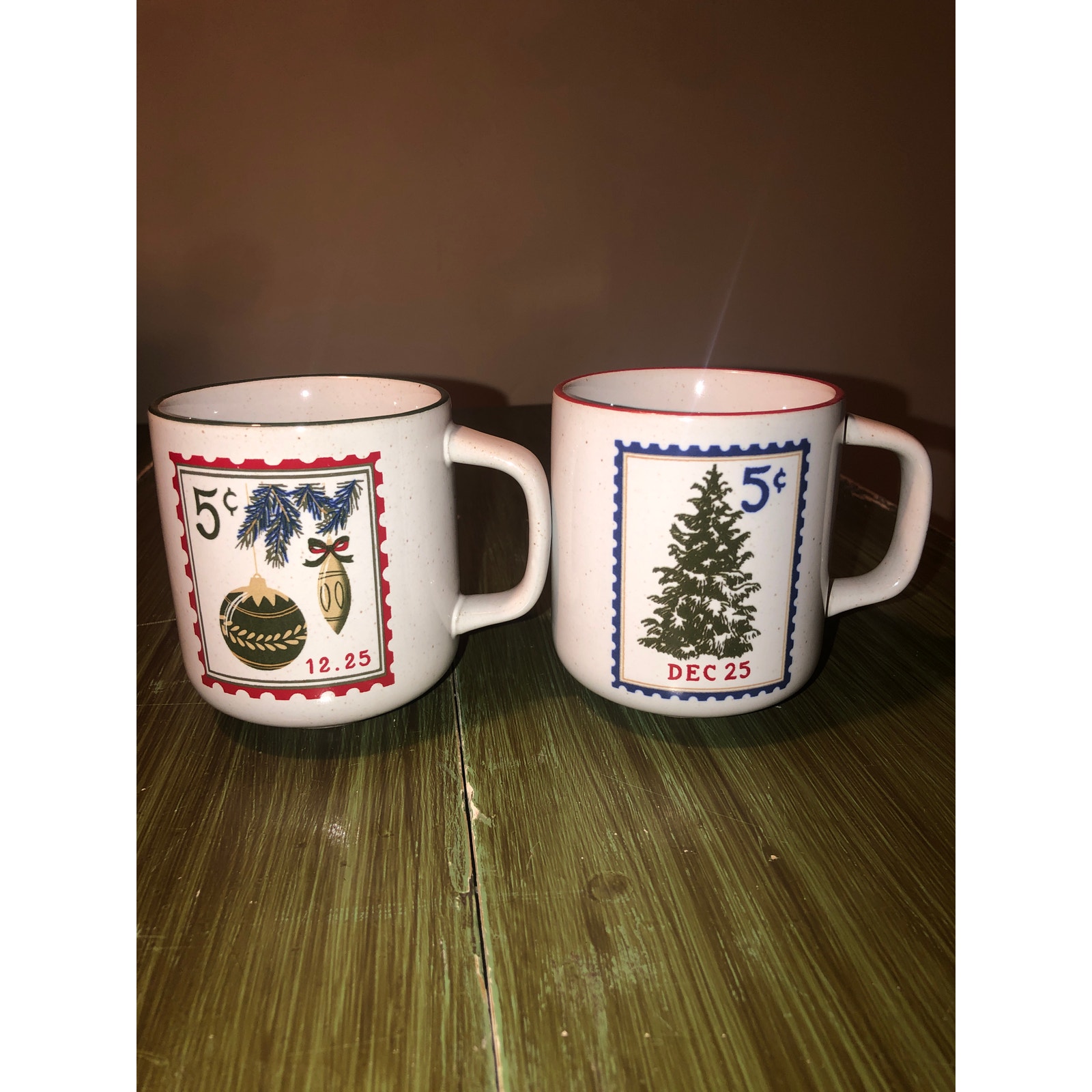 Hearth & Hand Magnolia NEW Set of 2 13oz Stoneware Christmas Stamp Mugs