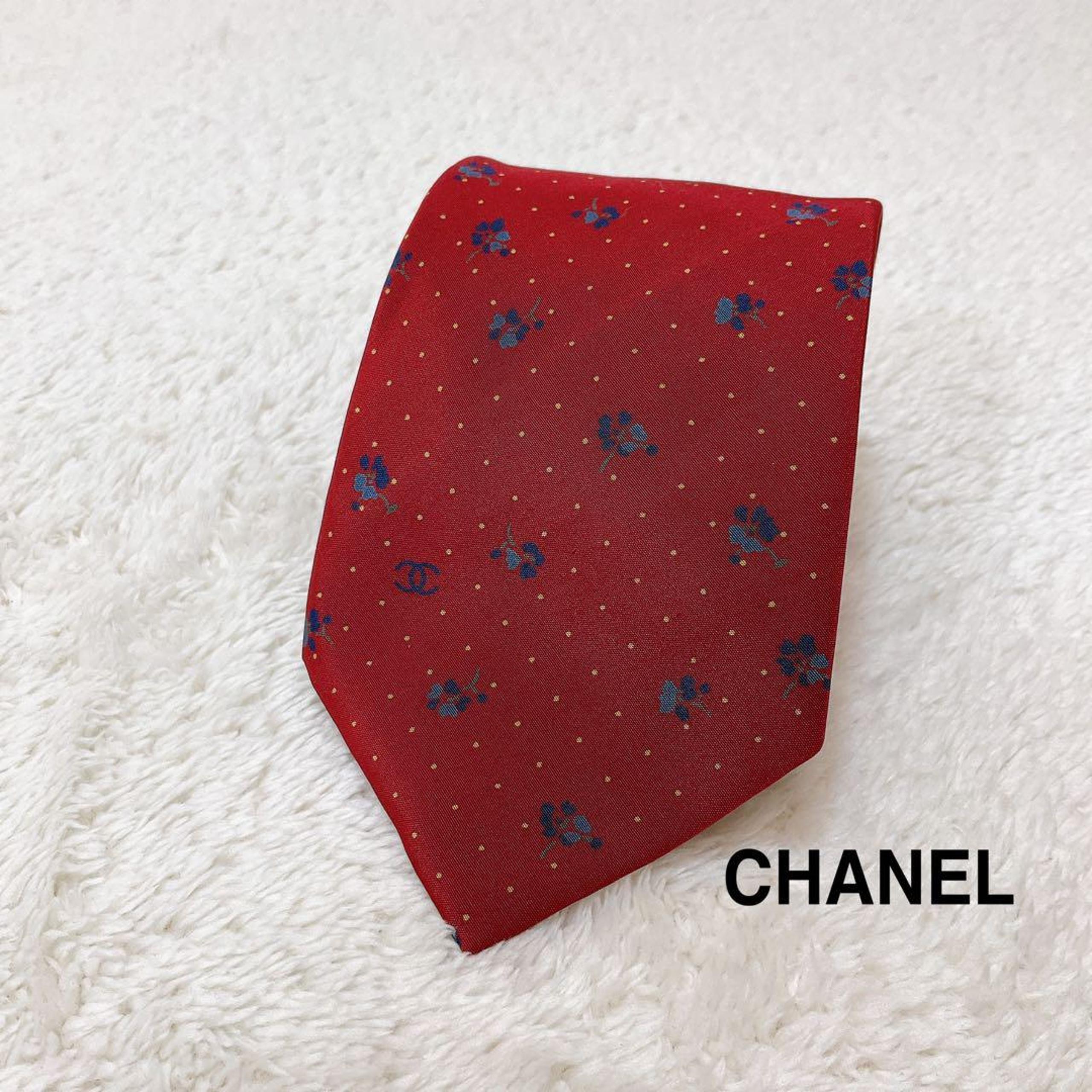 CHANEL Chanel Tie Red Floral Silk