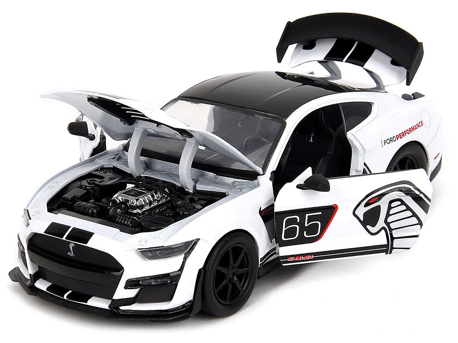 2020 Ford Mustang Shelby GT500 #65 White with Black Top and Stripes Ford Perfor
