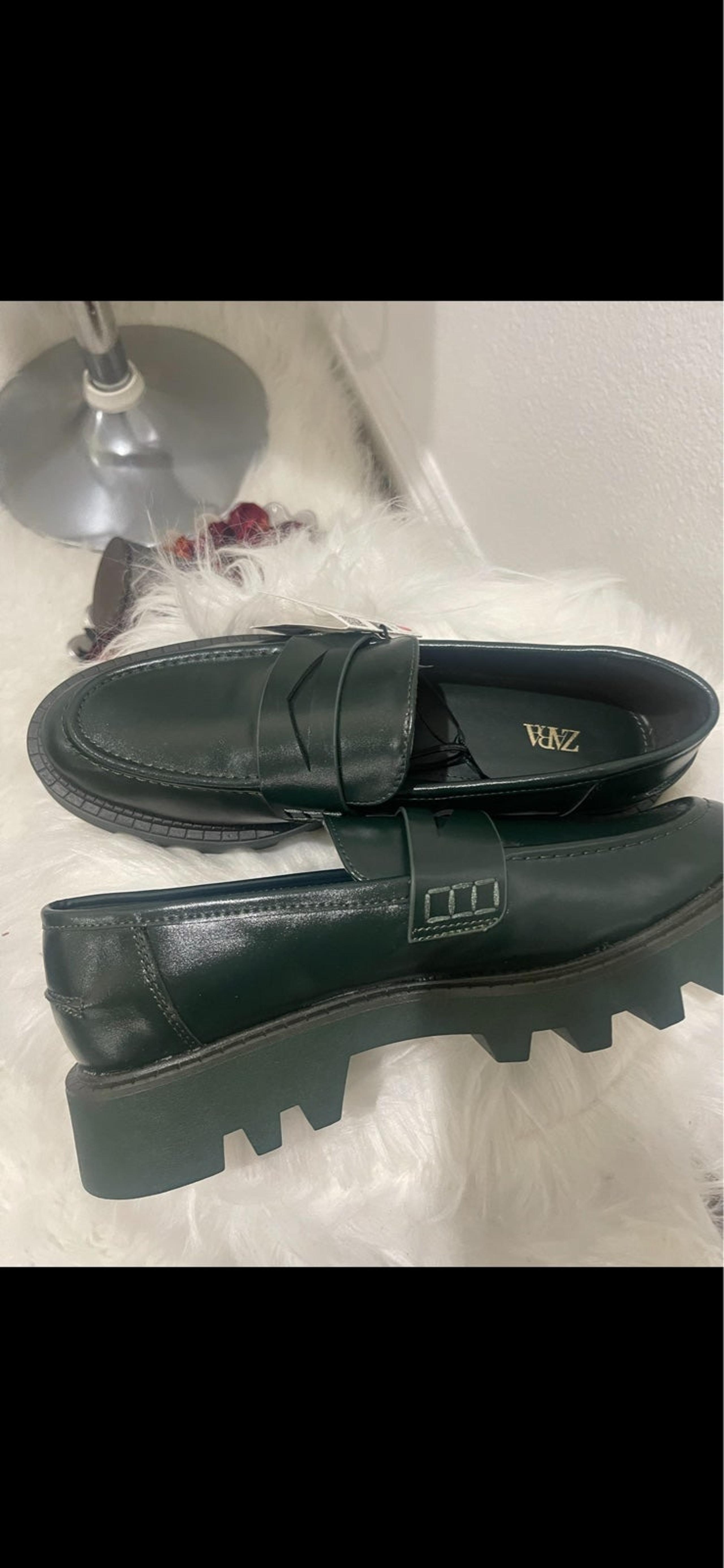 Zara green comfort oxfords shoes