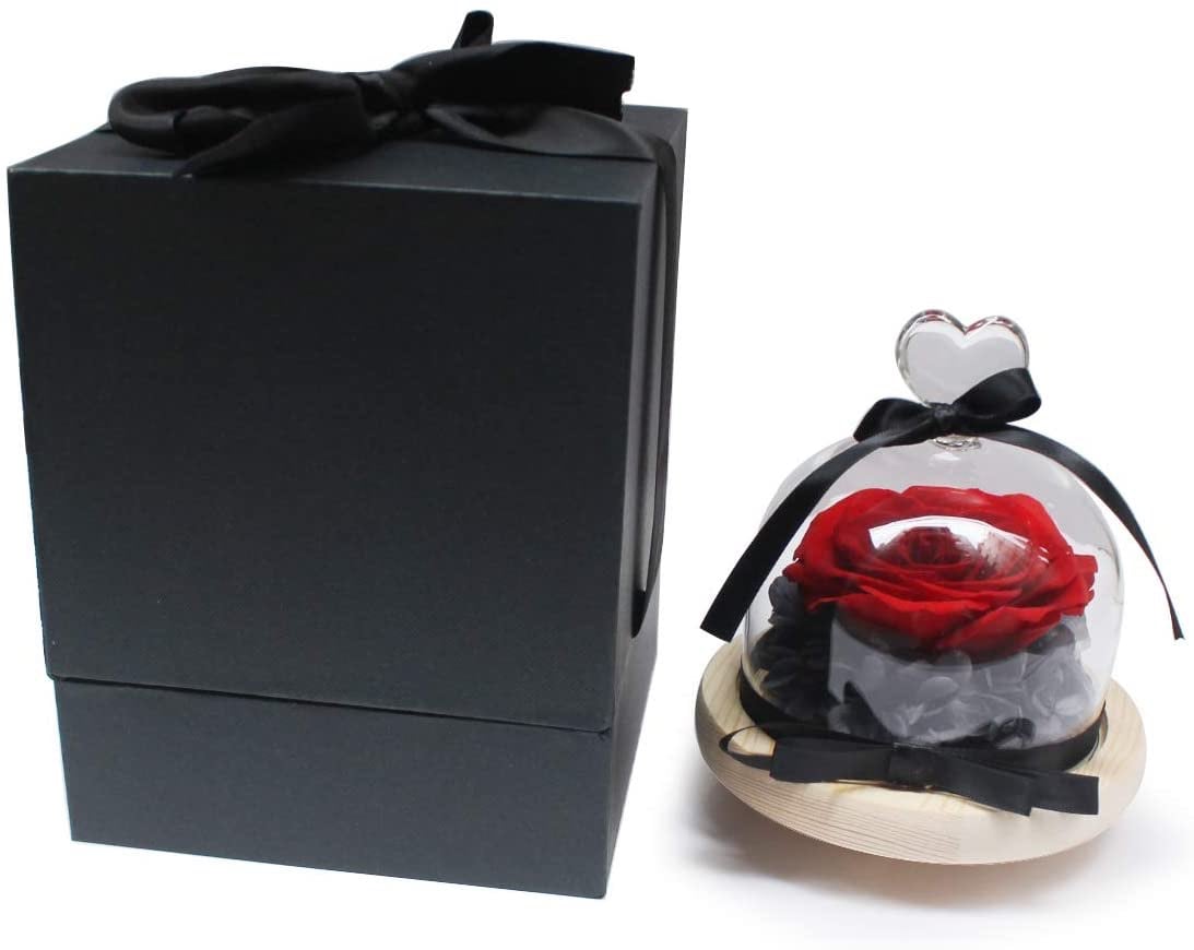 Flowers forever rose heart shaped glass
