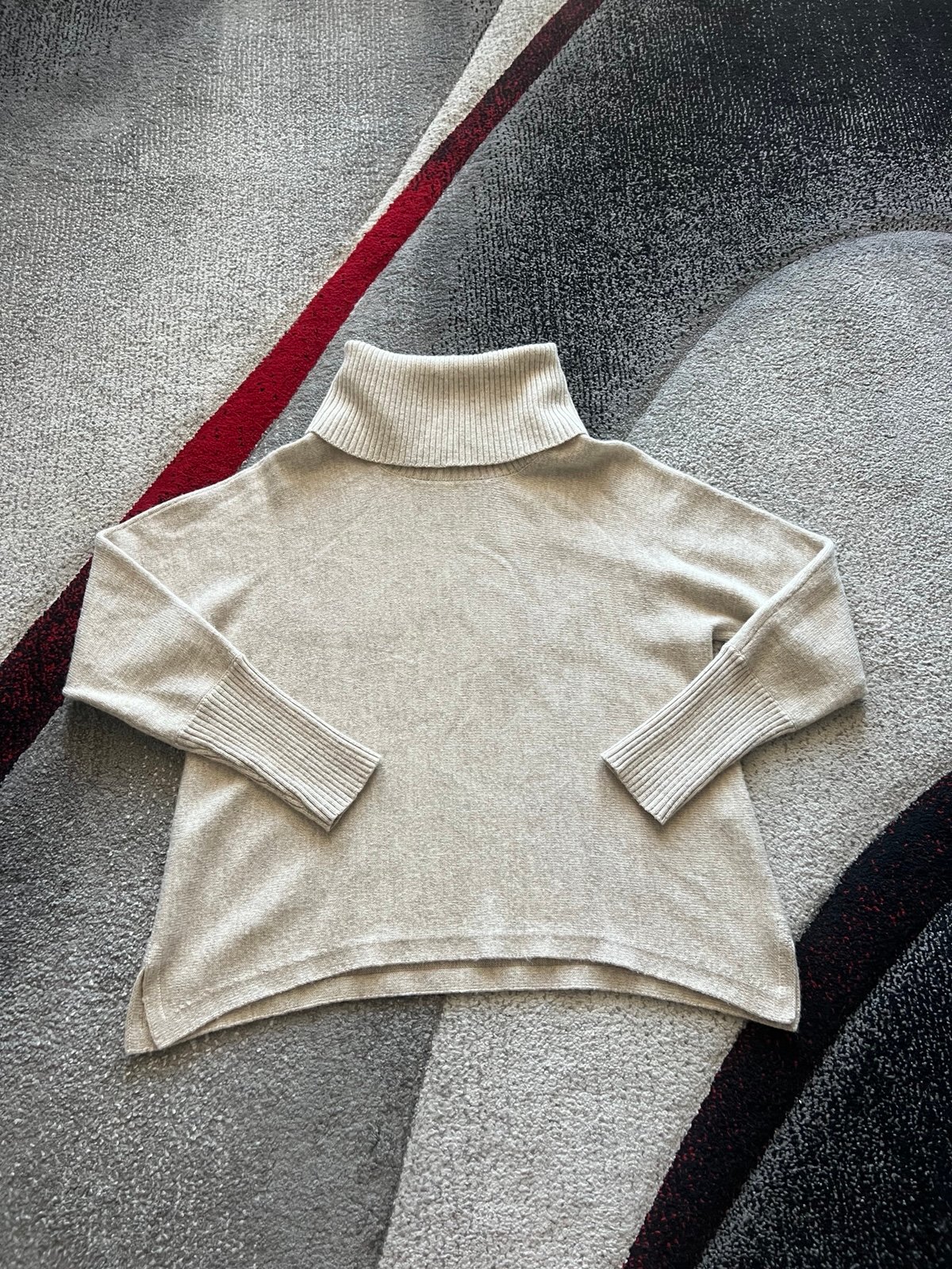 Eileen Fisher Oatmeal Wool Blend Turtle Neck Sweater