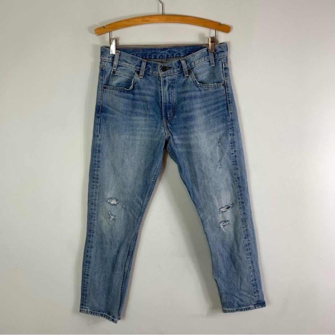 Levi's 505 C Orange Tab Distressed Light Wash Denim Jeans Size 29 Slim Straight