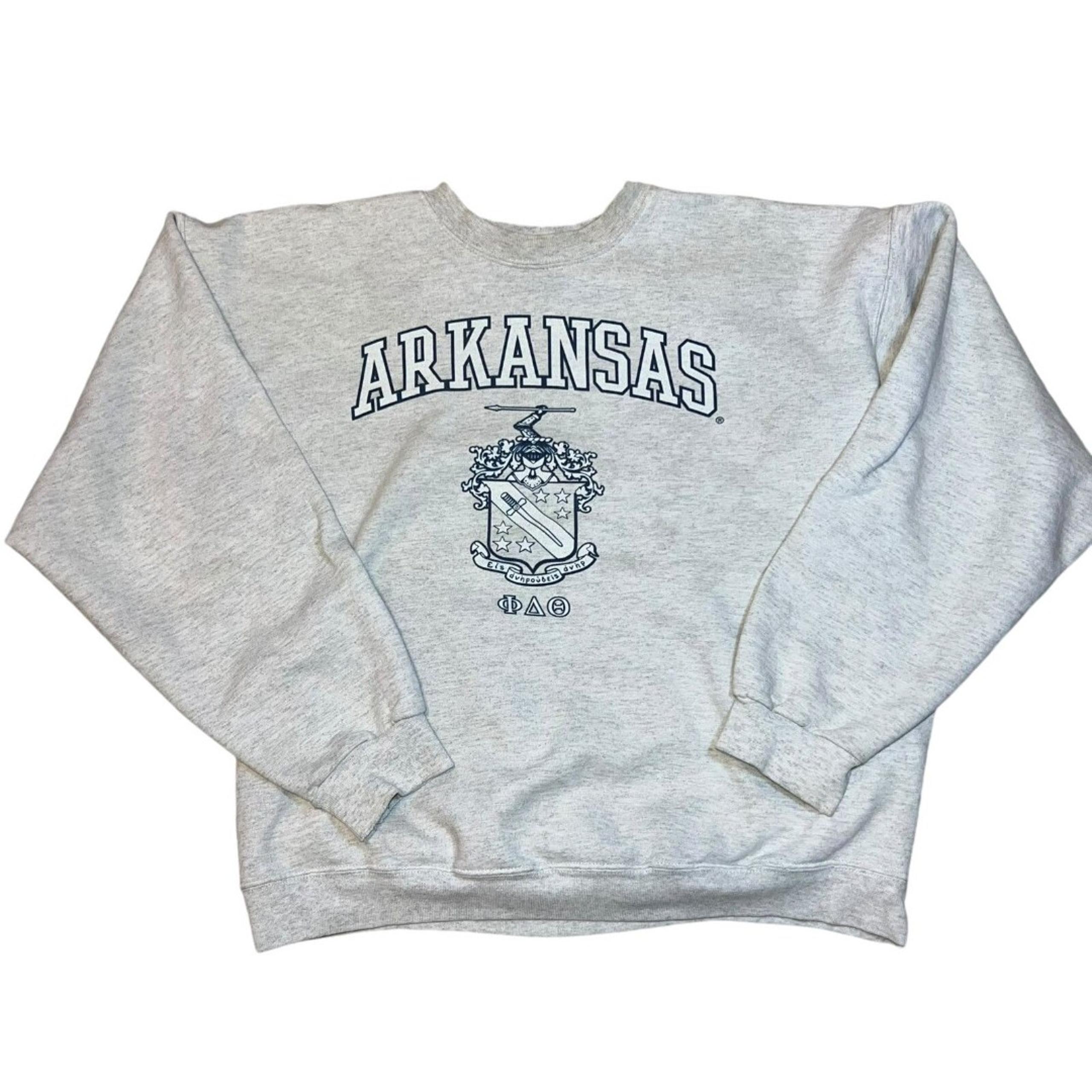 Vtg Arkansas Fraternity Sweatshirt Men's Size XL Grey Pullover