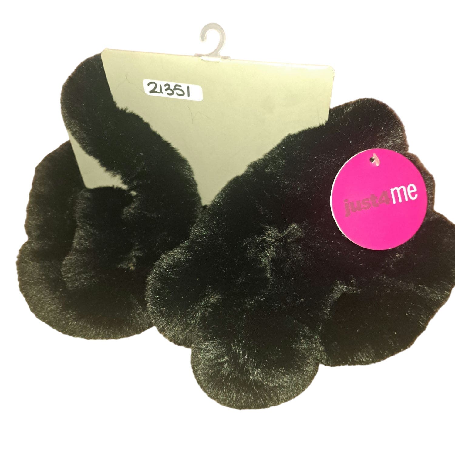 NWT- DARLING Faux Bunny Fur-Bunny Tail Closure Black Neck Scarf