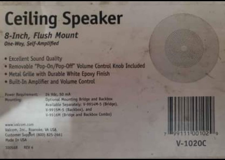 Valcom 8 in. 1-Way Ceiling Speaker V-102