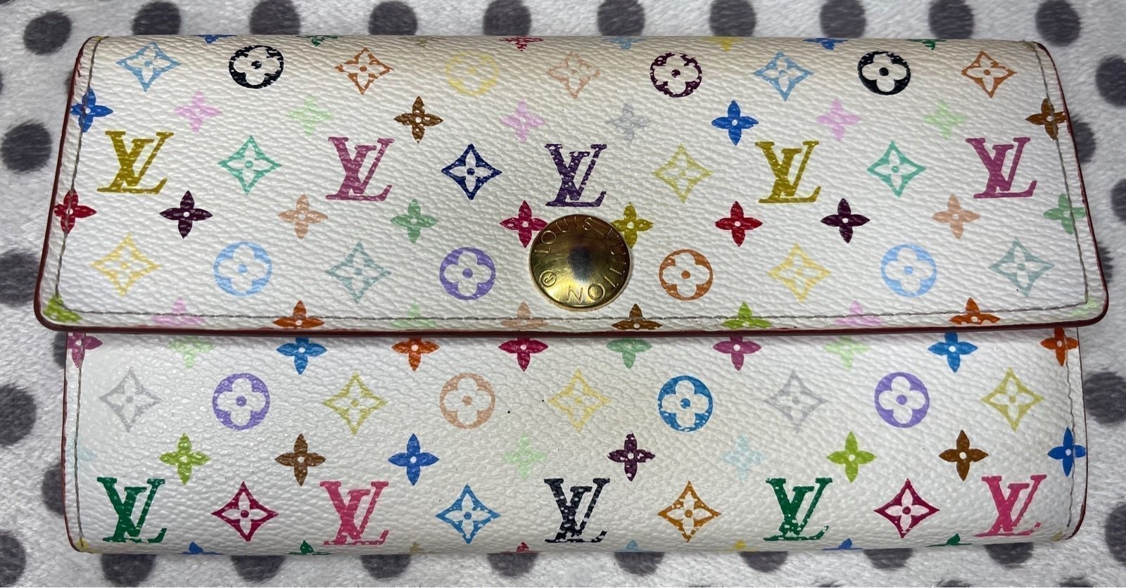 Louis Vuitton Monogram White Multicolor Porte Feuille Sarah Long Bifold Wallet