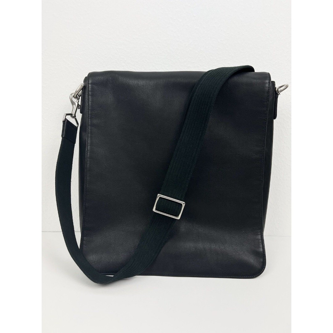Coach Messenger Black Glove Tanned Leather Silver Hardware Laptop Bag