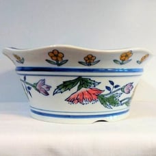 Vintage AAA Imports Ceramic Floral Ruffled Edge Planter