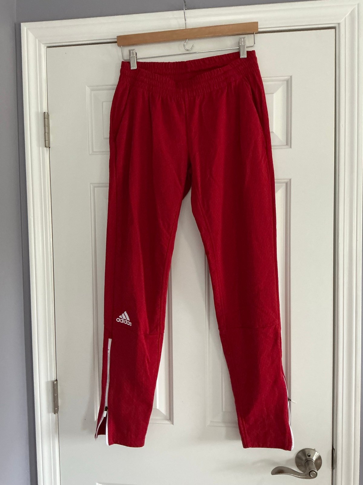 Adidas Athletic Climate Mesh Red-White Zipper Track Pants S