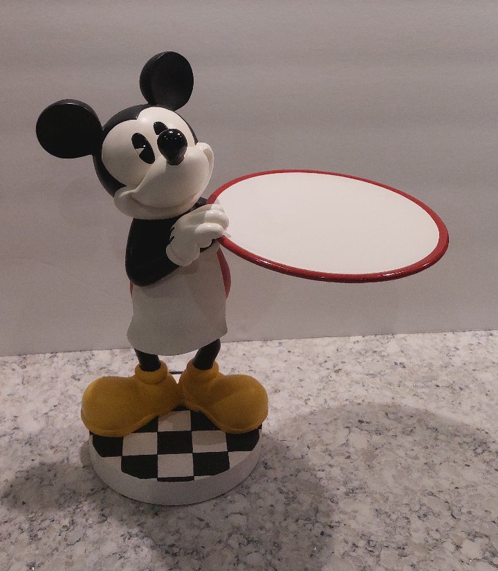 Disney Mickey Mouse Waiter Holding Plate Statue - Vintage - Rare