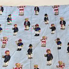 Twin Size Vintage POLO Ralph Lauren Bear All Over Print Comforter Blanket