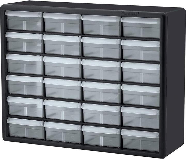 24-Drawer Plastic Drawer Storage Cabinet for Garage Organization