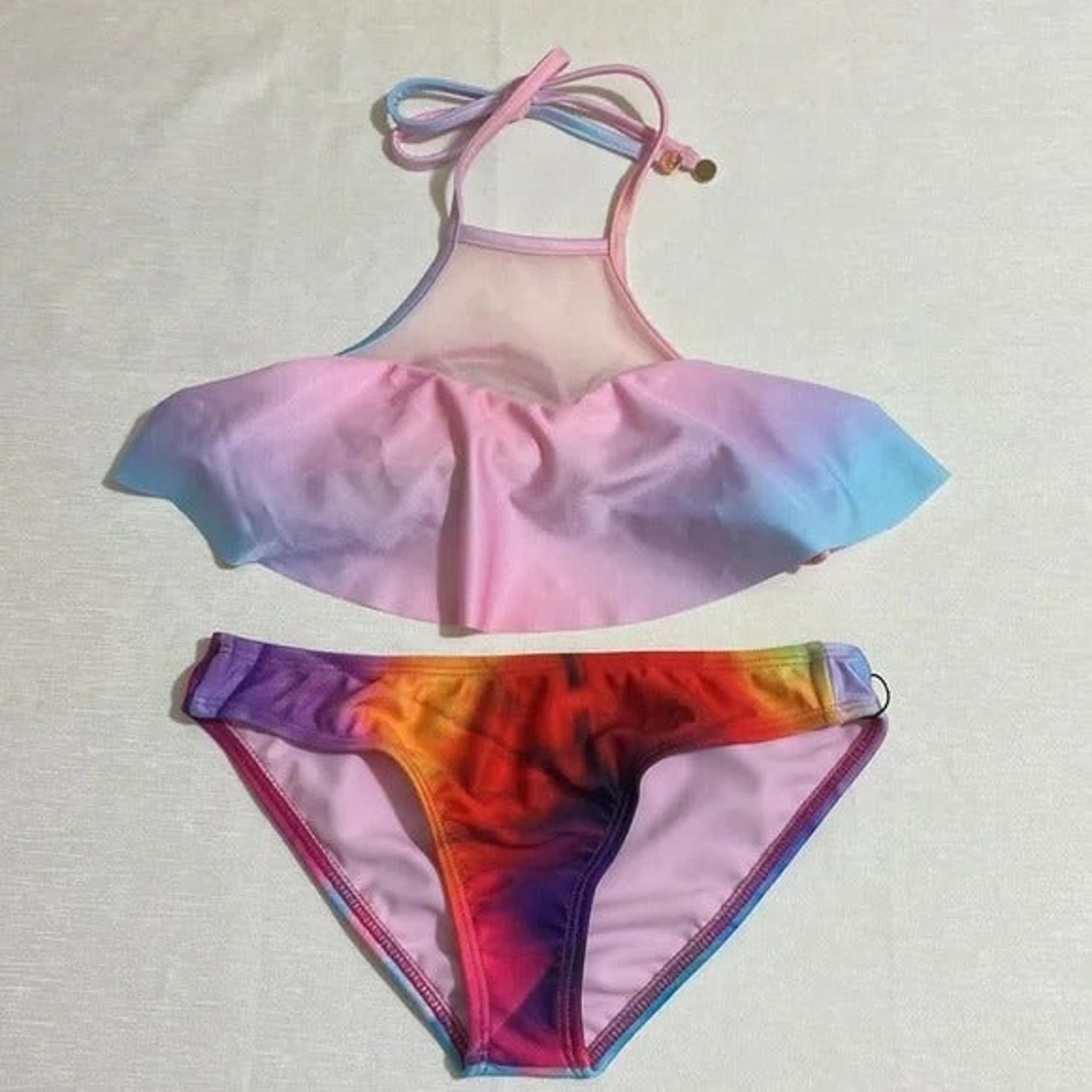 Size XS--WILDFOX Women's Pastel Rainbow Print Bikini Set