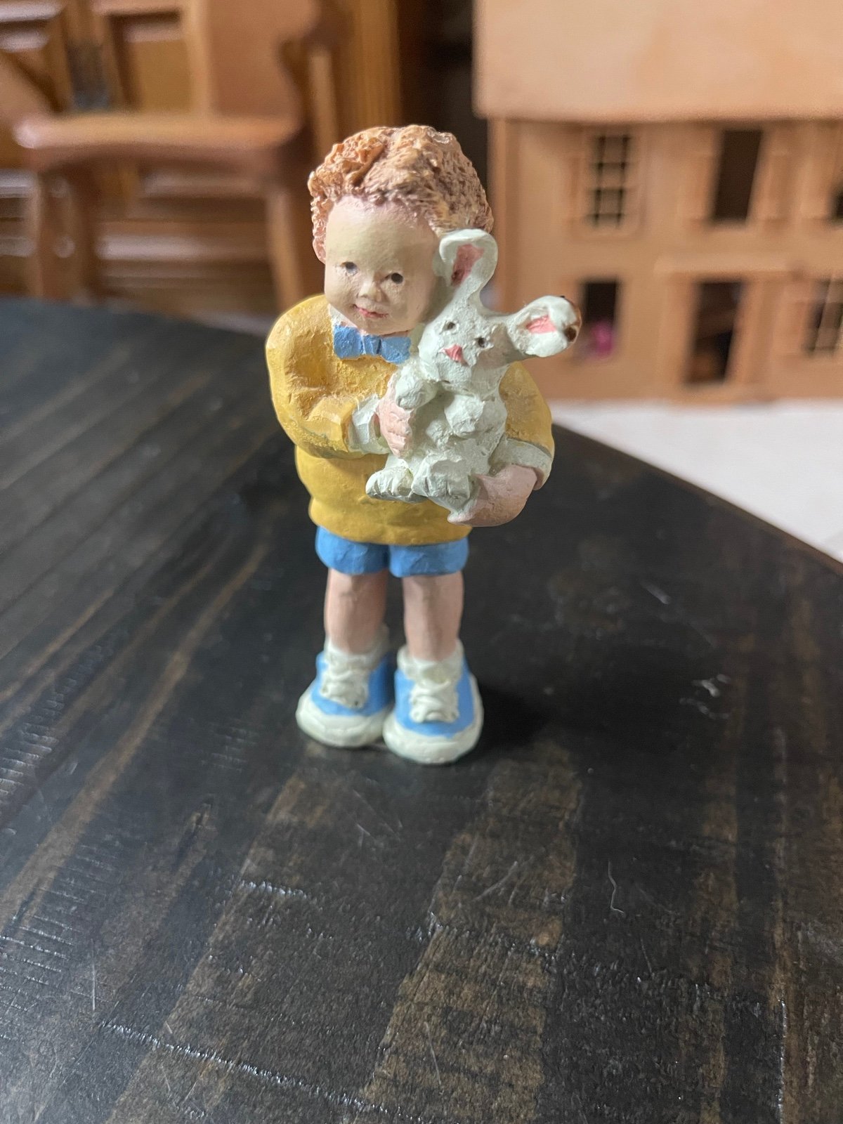 Vintage D. Mortenson “Christopher” Figurine Boy Holding White Bunny
