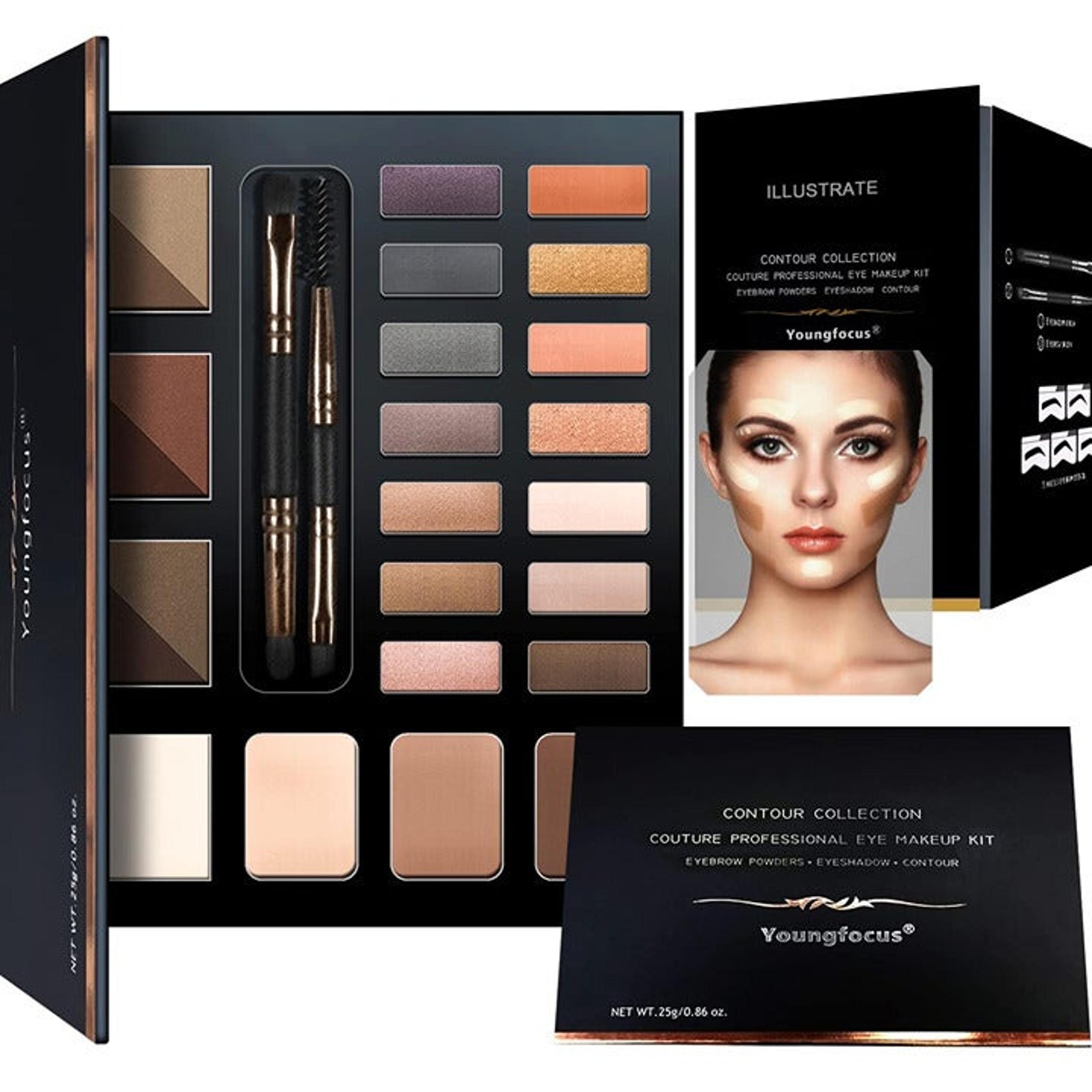 Youngfocus Eye Makeup Contour Kit Palette Set, 6 Waterproof Eyebrow Powders