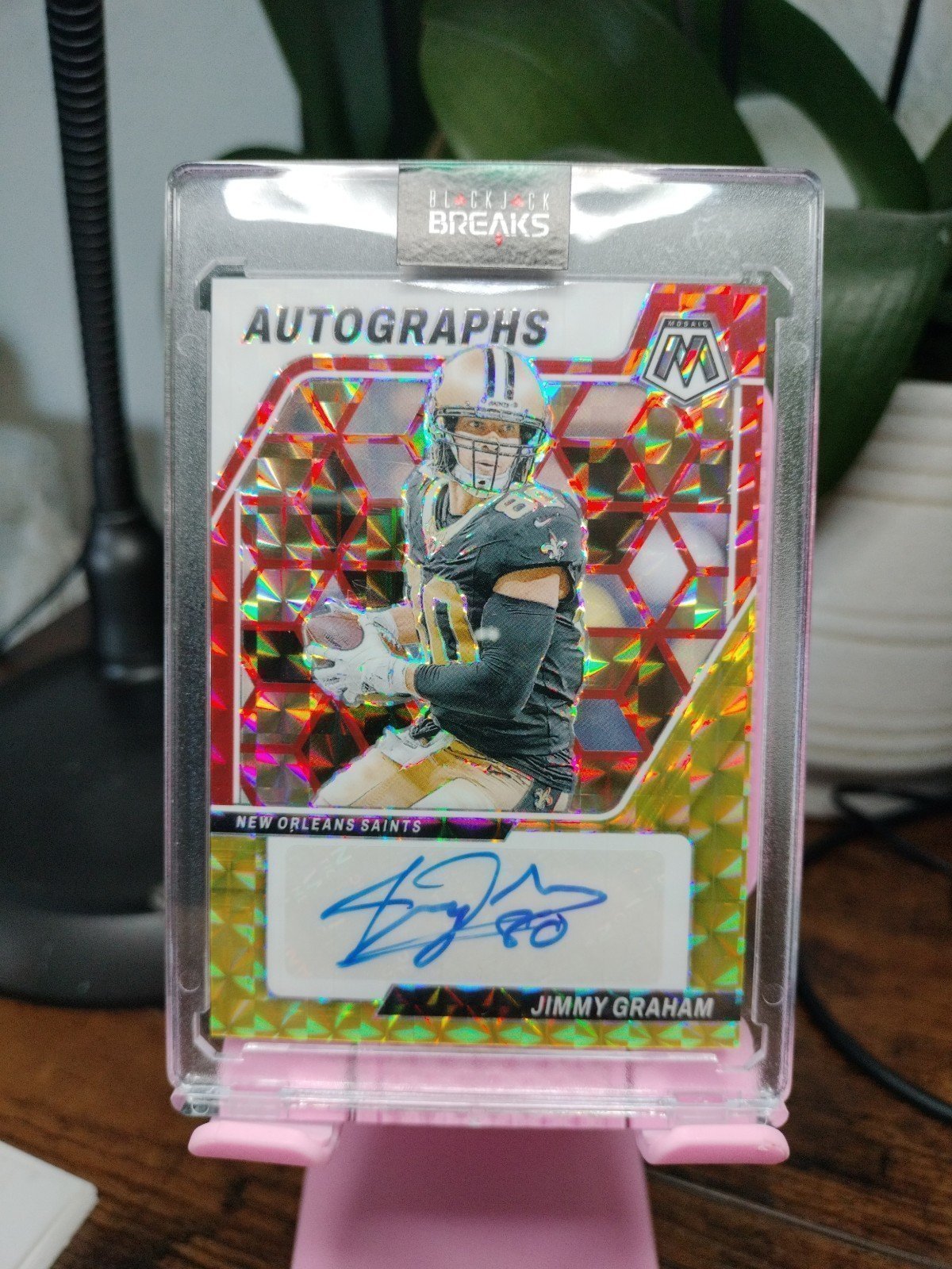 Jimmy Graham Red/Gold mosaic Autographs card