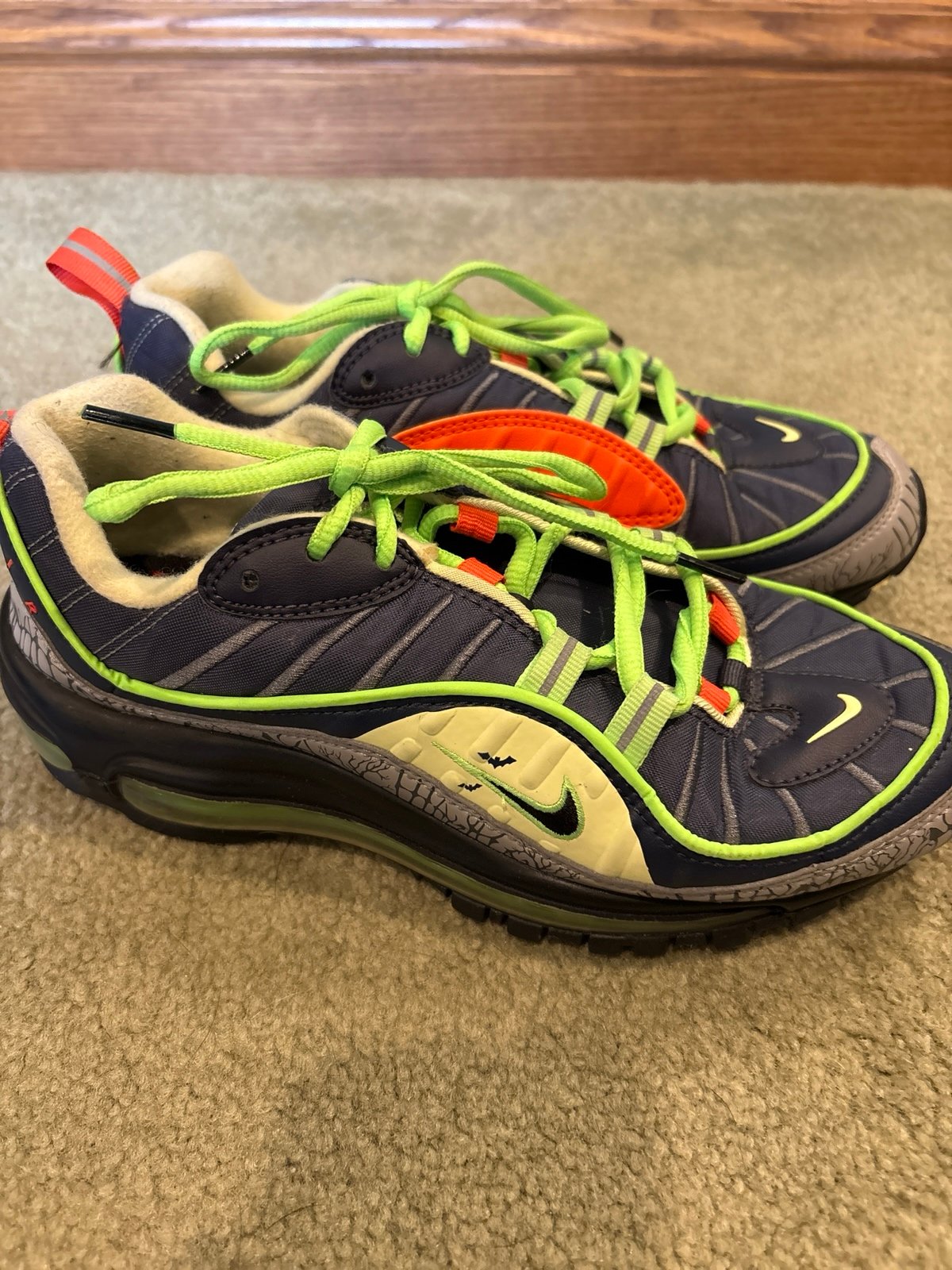 Nike Air Max 98 GS 'Halloween' Youth Size 7y Black/Luminous Green