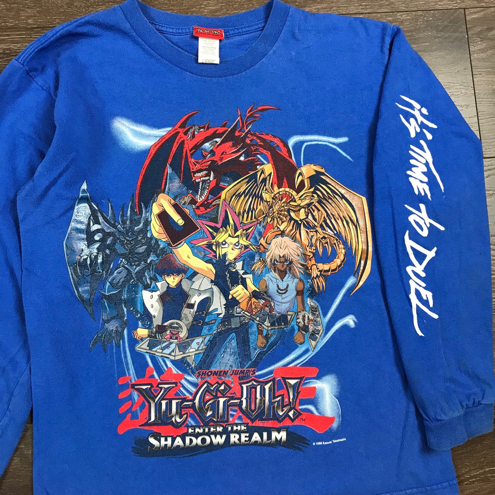 Yu-Gi-Oh! Enter The Shadow Realm Boys Anime Vintage 1996 Long Sleeve Blue Shirt