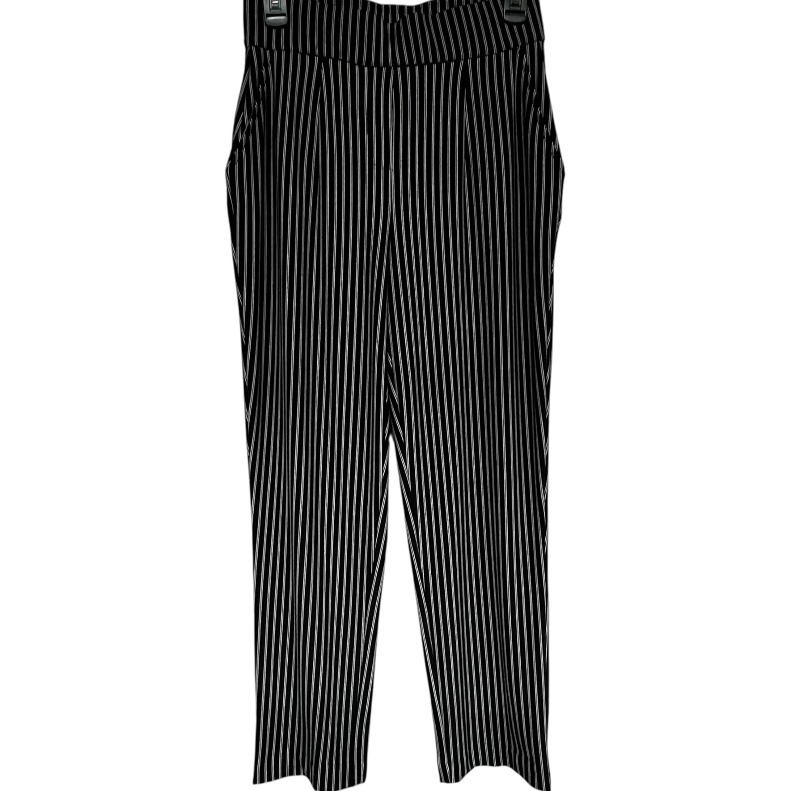 Hilary Radley Pinstripe Pull on Pants Black and White Size Small