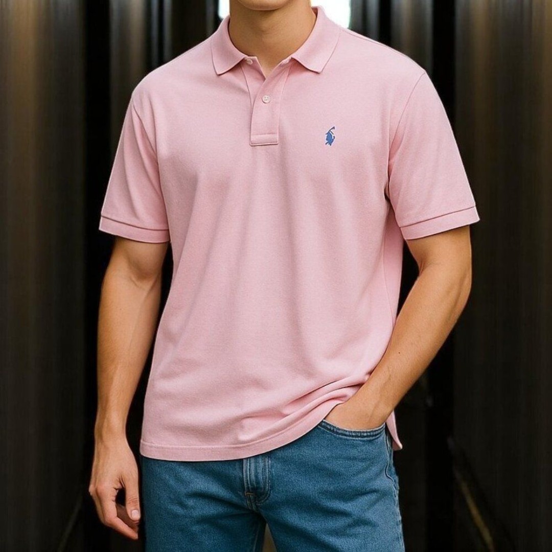 Polo Ralph Lauren Classic Fit Button Up Short Sleeve Pink Polo Shirt